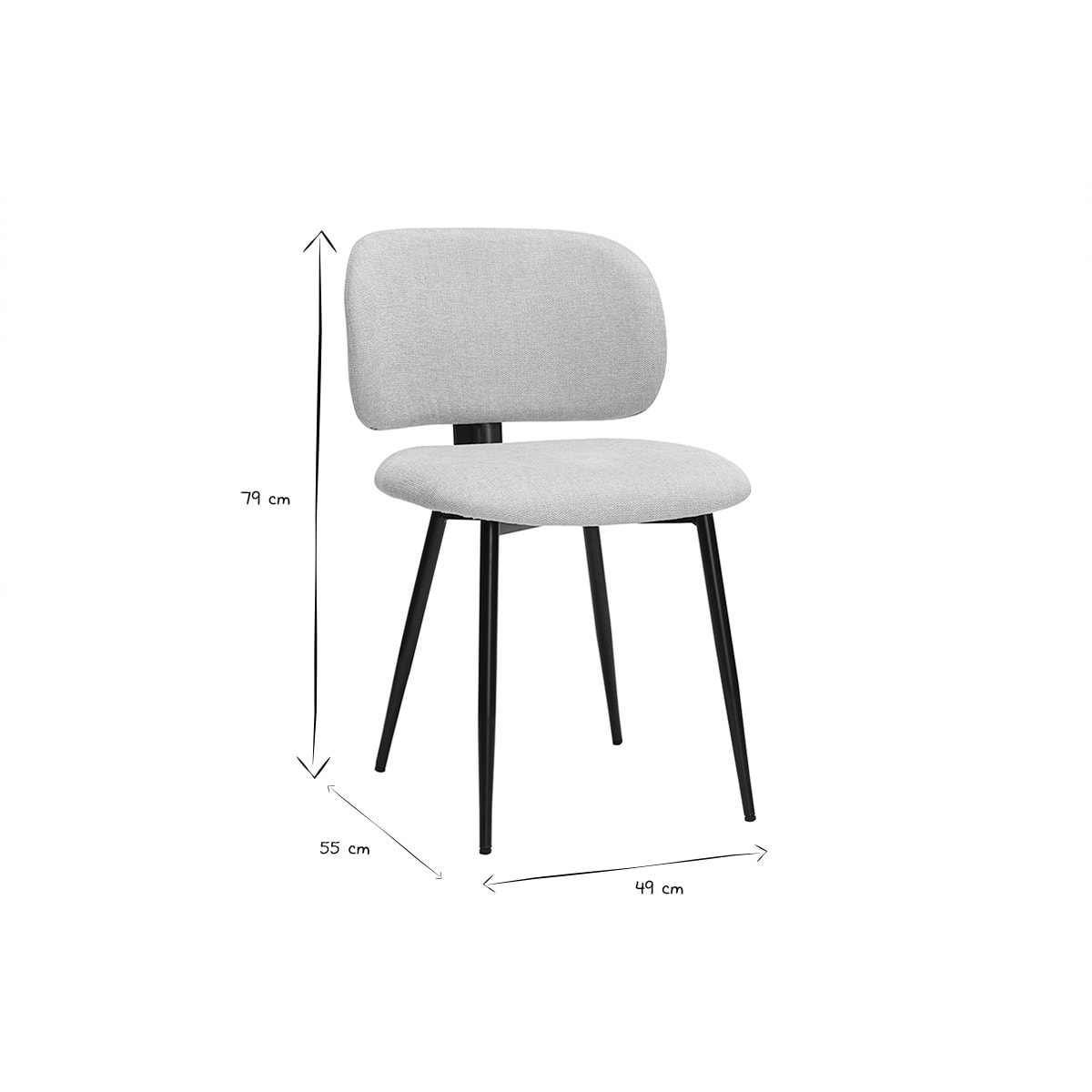 Chaises en tissu effet velours texturé beige et métal noir (lot de 2) ATRIUM