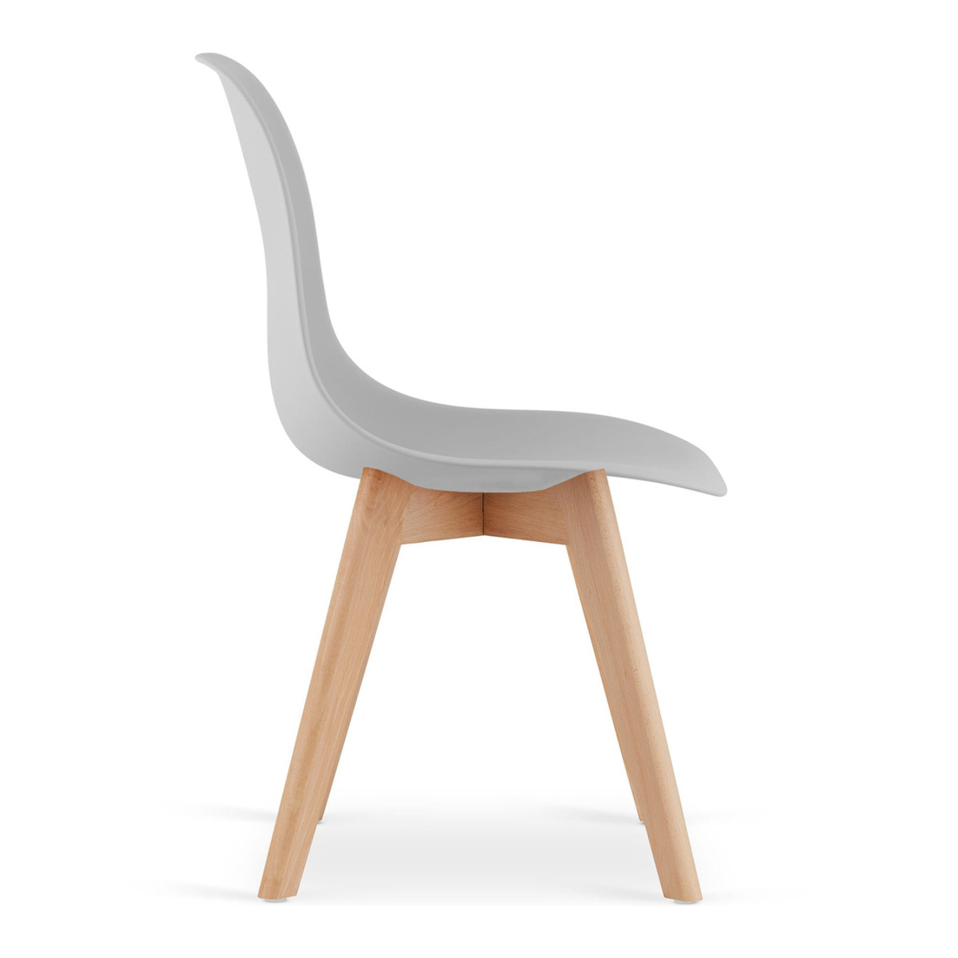 Sedia di design Kito grigia con gambe in legno di faggio