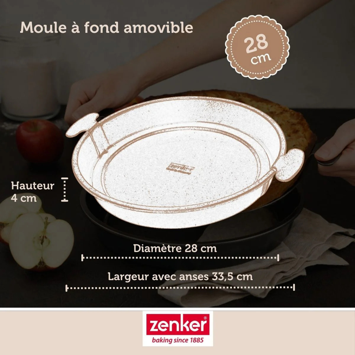 Moule à gâteau et quiches rond de 28 cm avec fond amovible Zenker Black Metallic