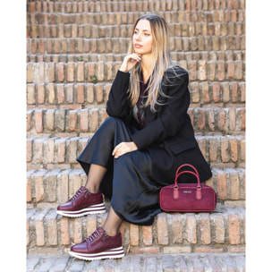 Deportivos de Piel - Burdeos - Tacón: 5 cm