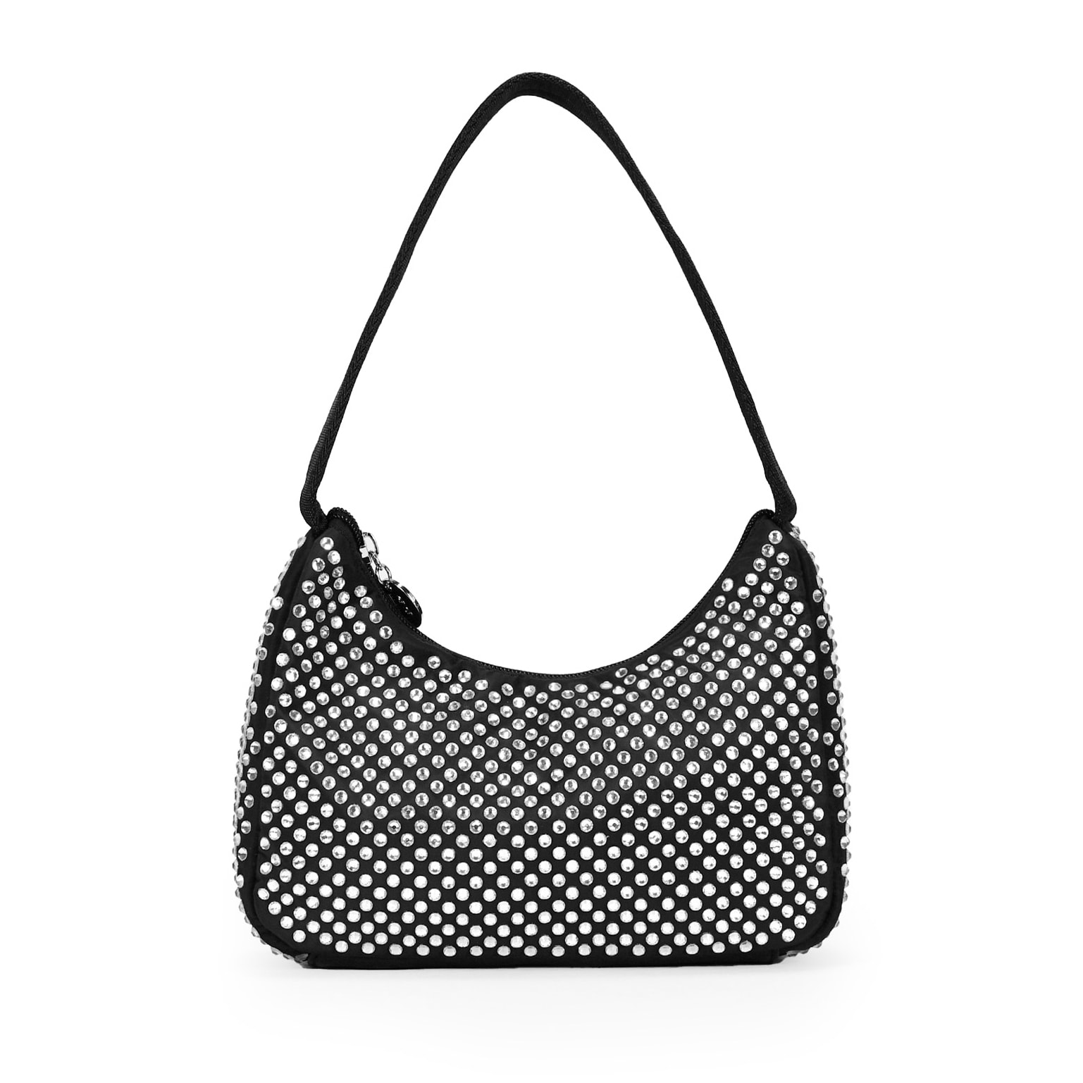 Bolso de hombro negro con brillantes