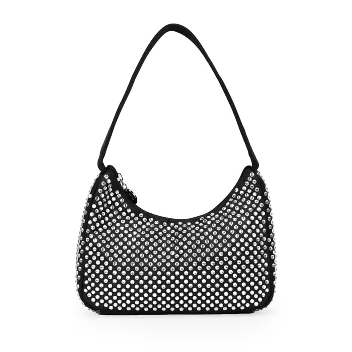 Bolso de hombro negro con brillantes