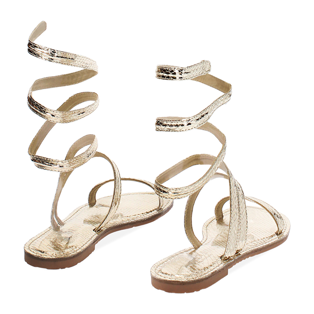 Sandalias planas oro de pitón
