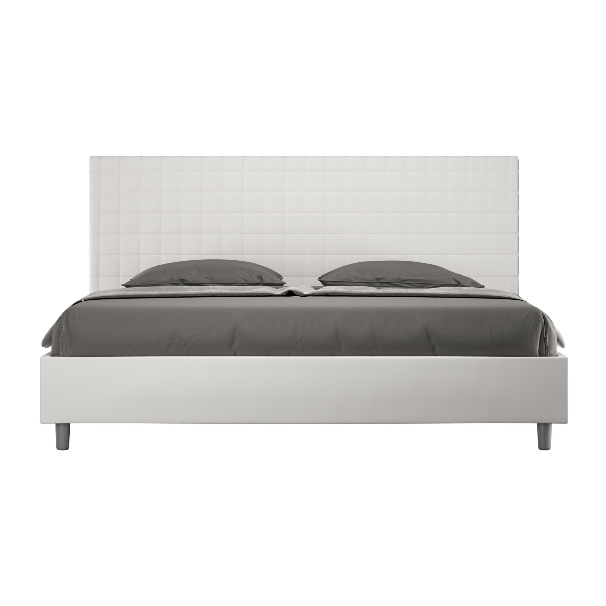 Cama matrimonial sin somier acolchada 180x210 cuero sintético blanco Sunny