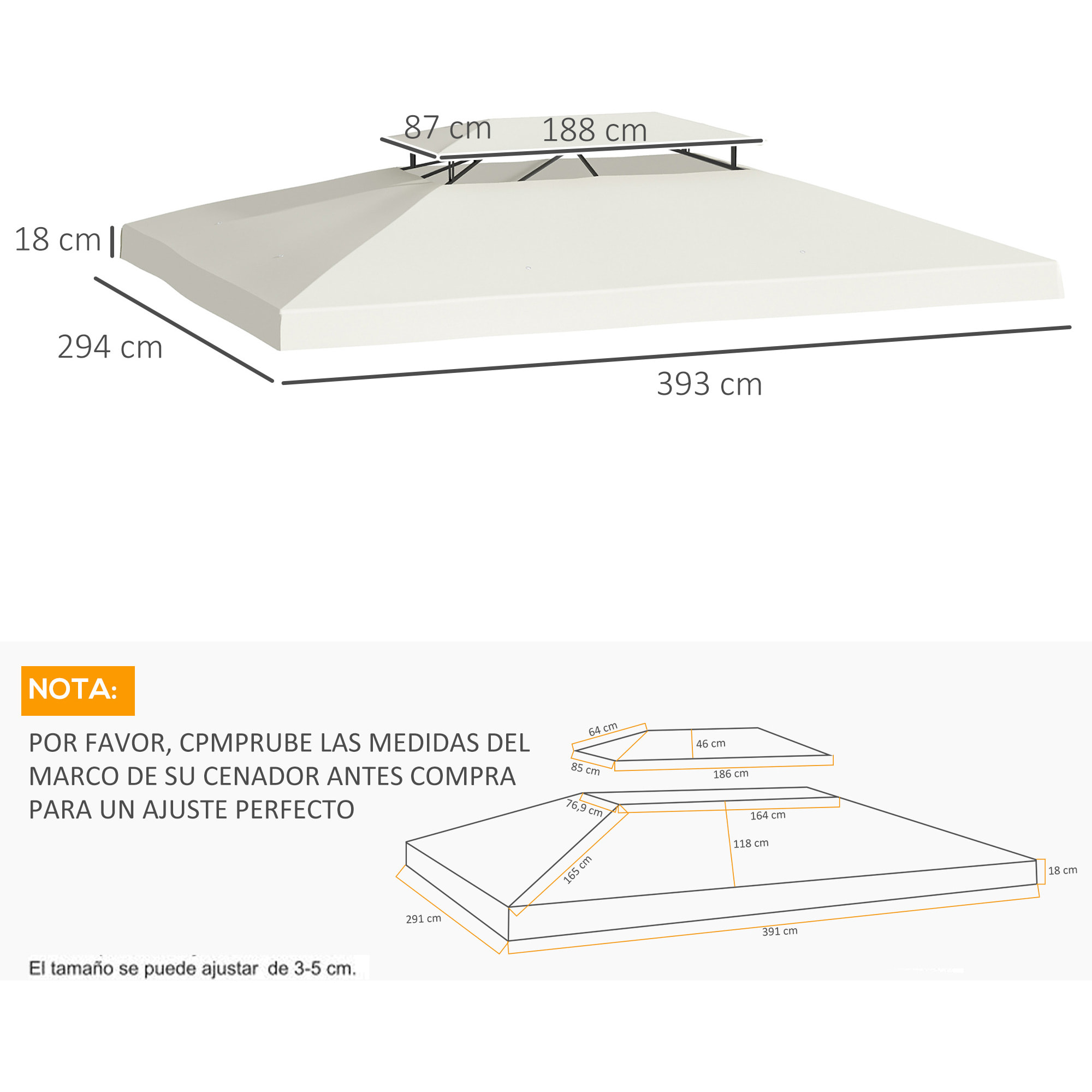 Outsunny Techo de Repuesto 4x3 m para Cenador de Jardín Cubierta de Reemplazo