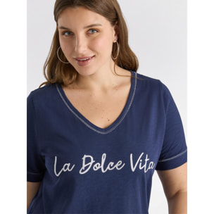Fiorella Rubino - Camiseta con escritura - Azul