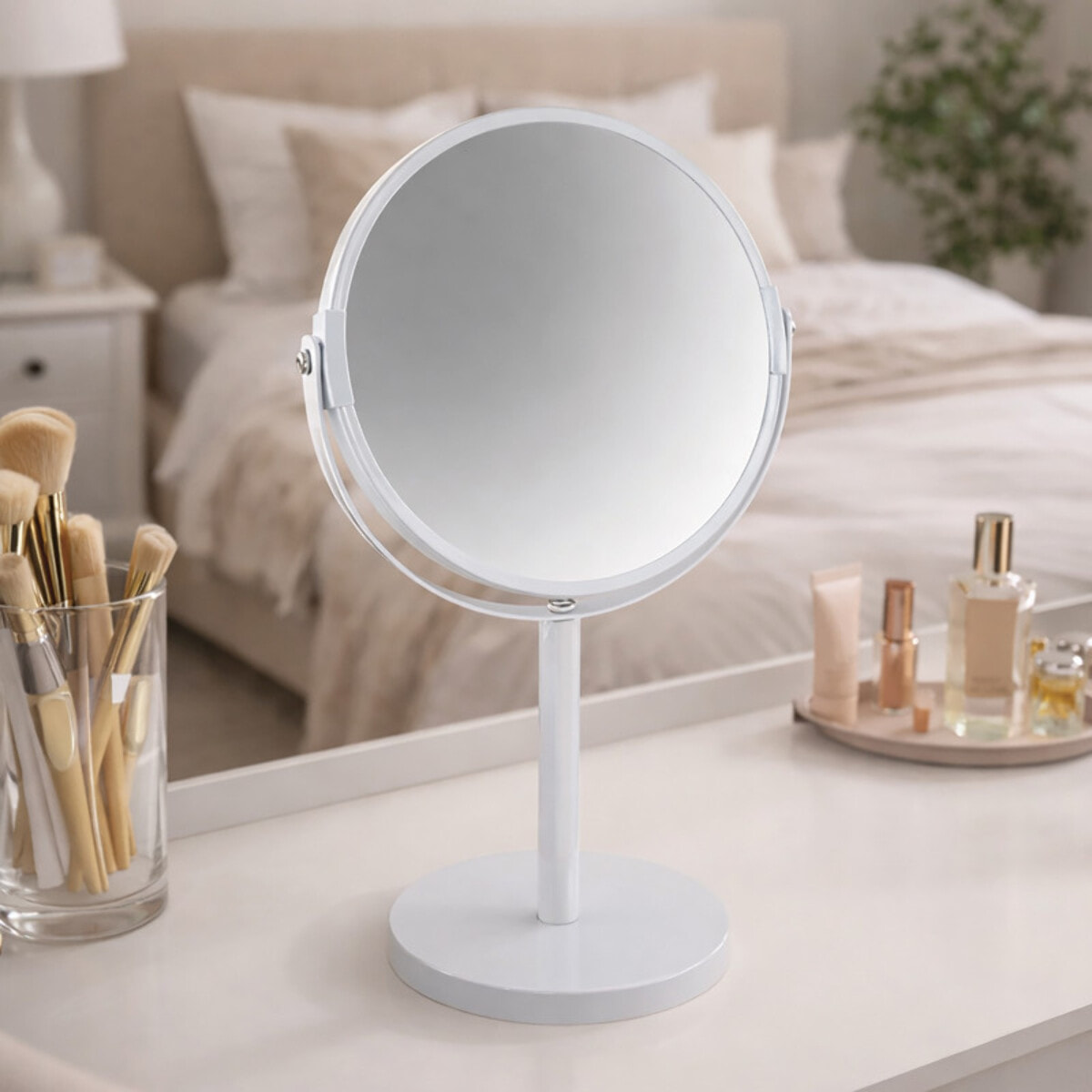 Miroir grossissant sur pied Acier SYDNEY Blanc Spirella