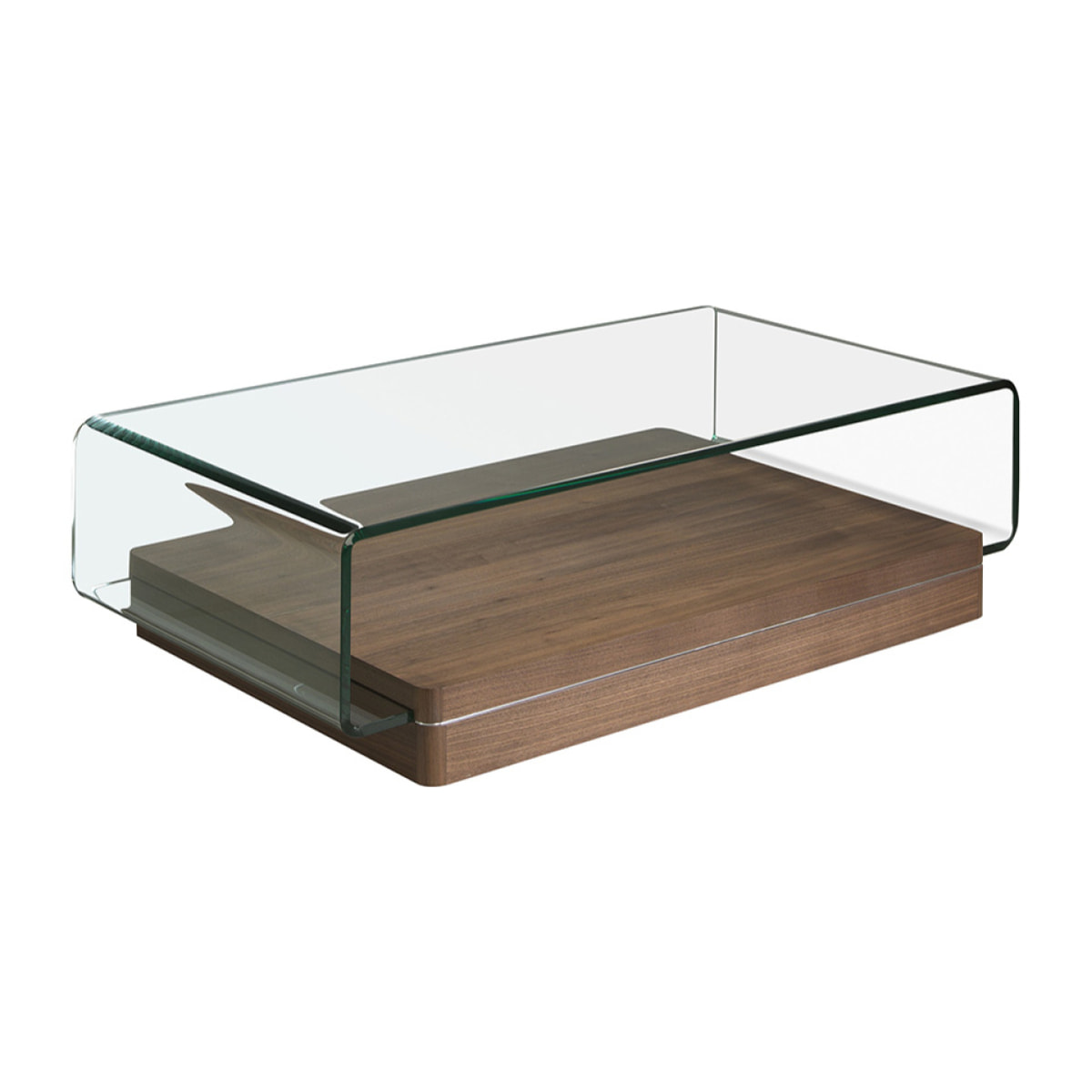 Mesa de centro de nogal y cristal 120x70x33cm