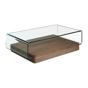 Mesa de centro de Angel Cerda de nogal y cristal 120x70x33cm
