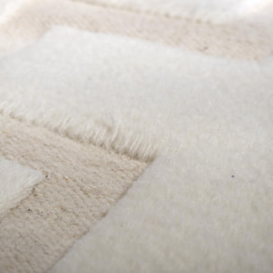 Authentique Noué main en relief en laine, motif géométrique ton sur ton
