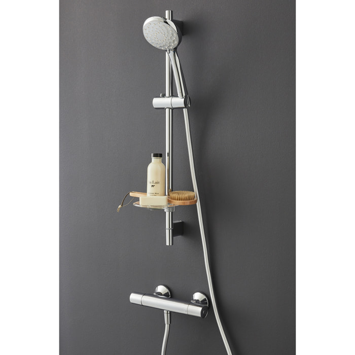 Mitigeur de douche thermostatique Simone + barre + pommeau de douche