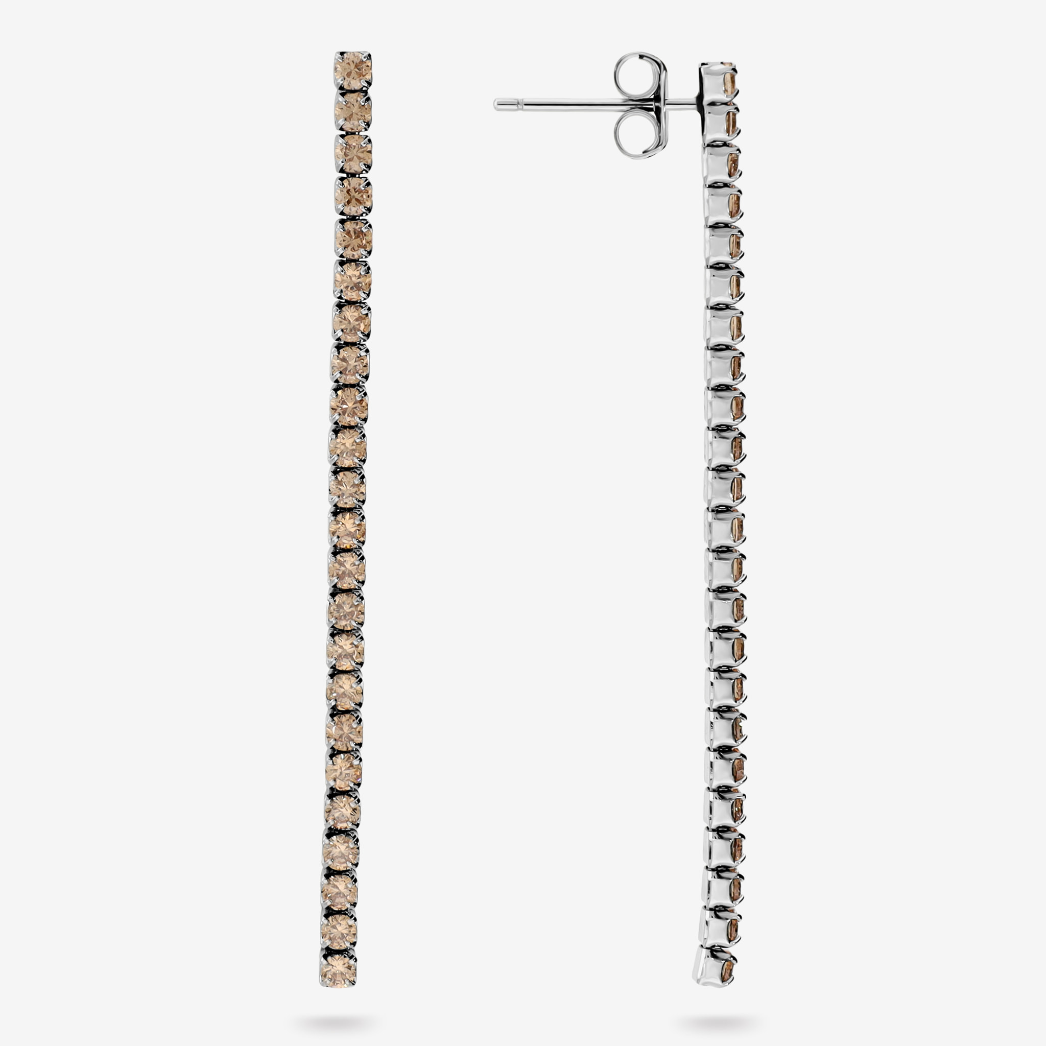 Orecchini Tennis con Cubic Zirconia Marroni