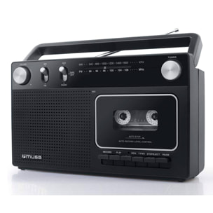 Muse M152R Negro/Radio FM/AM/Grabador de cassettes/Entrada AUX