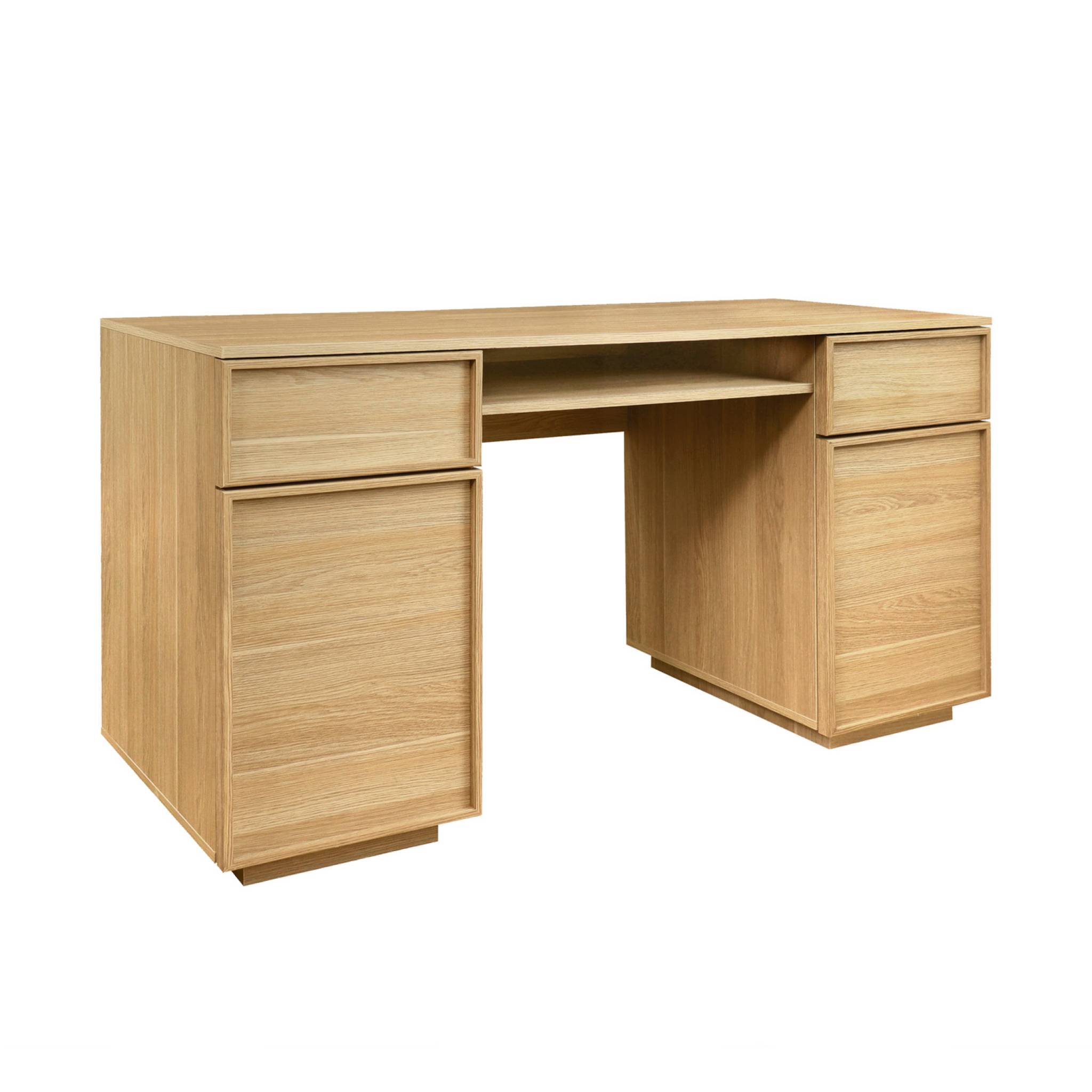 Bureau décor bois 2 portes 2 tiroirs 1 niche 140cm KUBA
