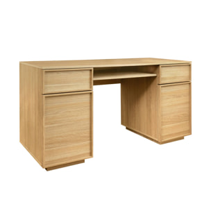 Bureau décor bois 2 portes 2 tiroirs 1 niche 140cm KUBA