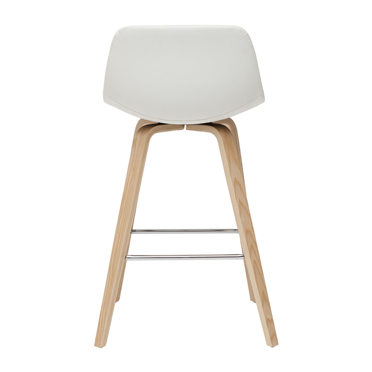 Tabourets de bar design blanc et bois clair H65 cm (lot de 2) NONIE