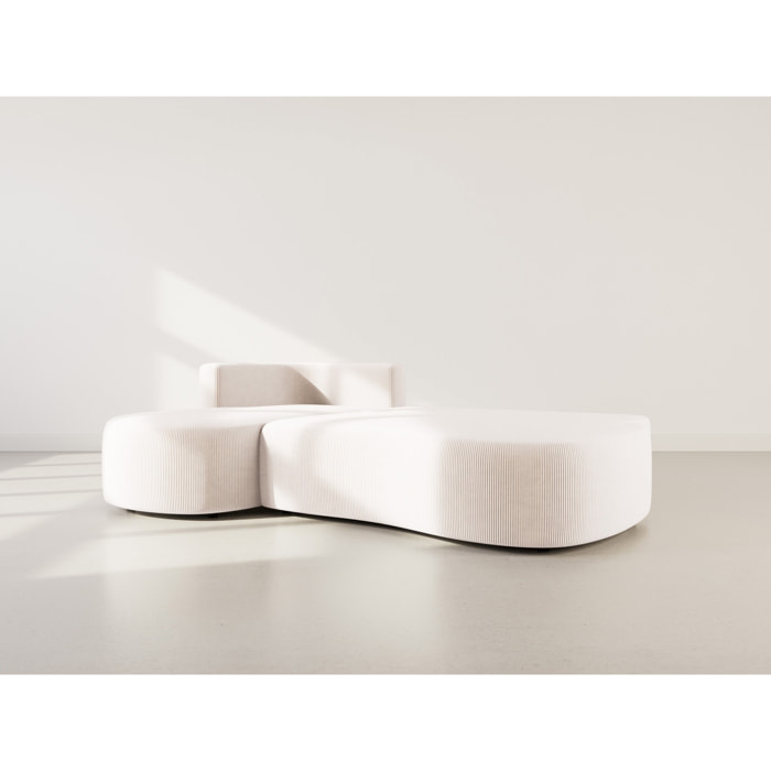 Mahina - canapé d'angle gauche 4 places convertible avec coffre en velours côtelé - Beige