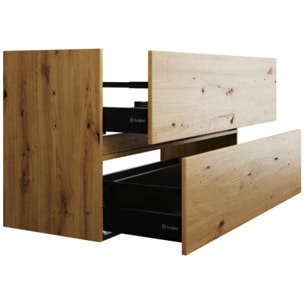 Pack meuble de salle de bain simple vasque BURGBAD Joline 60 cm chêne + colonne