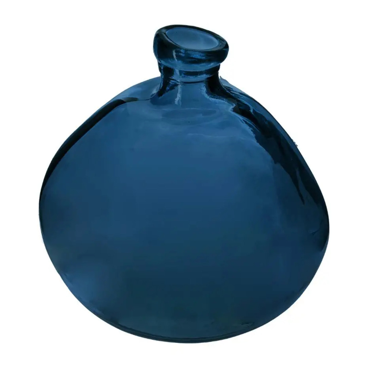 Vase rond verre recyclé - bleu orage - D23 cm