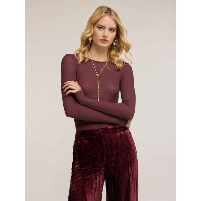 Motivi - T-shirt sottogiacca misto cachemire - Bordeaux