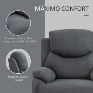 Sofá Reclinable con Reposapiés Cojín 97x96x105,5cm Gris