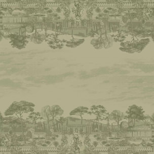 Nappe anti tache pur coton motif jacquard Jardin spirituel olive