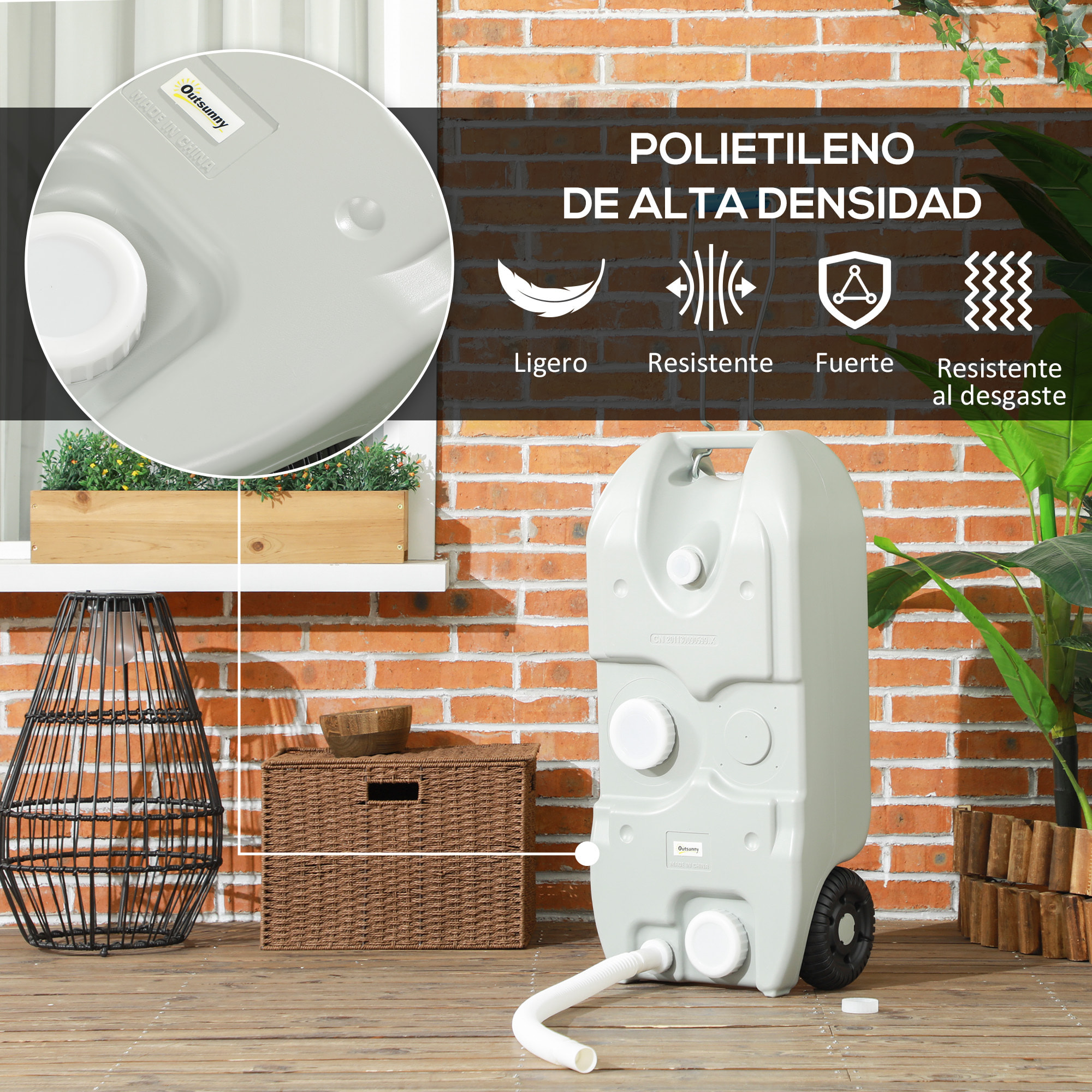 Contenedor de Agua 40 L con Ruedas Tanque de Agua Portátil con Manija Metálica y Grifo para Caravanas Autocaravanas Camping al Aire Libre