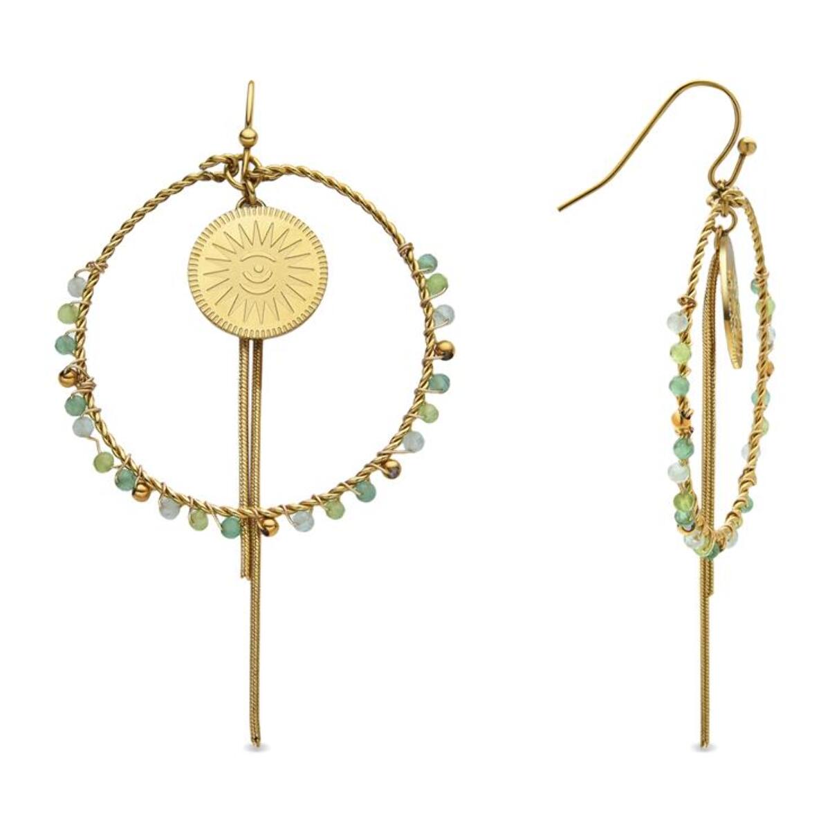 Pendientes con Cristal Multicolor acabado oro 18k