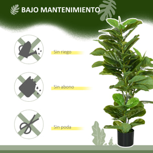 Conjunto de 2 Plantas Artificiales Decorativas 110x15 cm Árboles Artificiales de Ficus con 90 Hojas y Macetas para Interior Decoración para Sala de Estar Oficina Verde