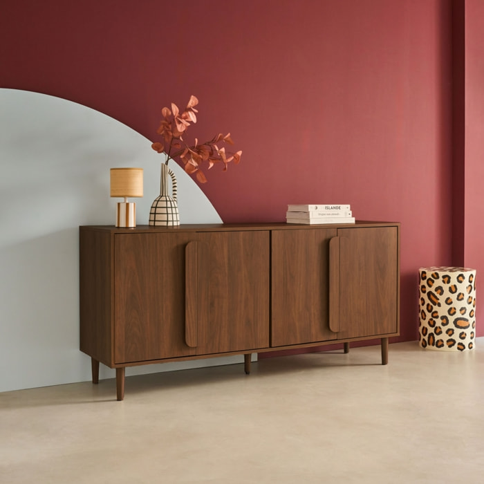 Buffet vintage décor bois 4 portes 160cm JULIANA