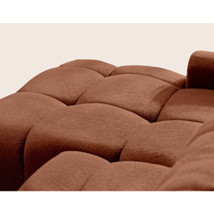 Yulin - Canapé d'angle ouvert gauche 4 places convertible avec coffre en tissu bouclette - Rouille