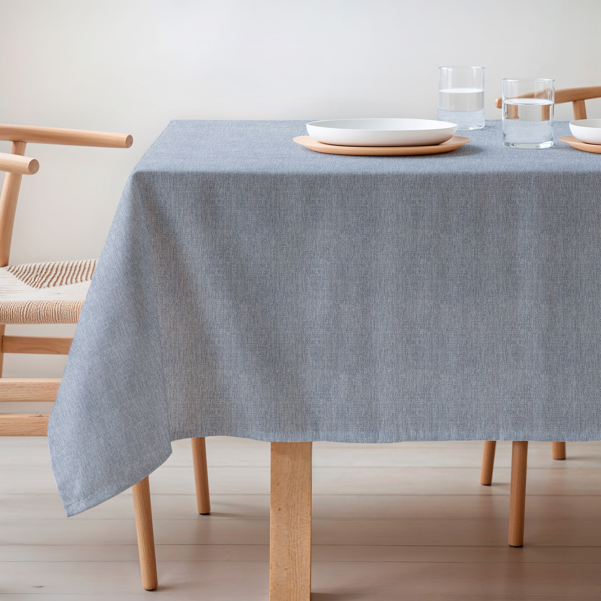 Nappe jacquard unie antitache Indra Blue