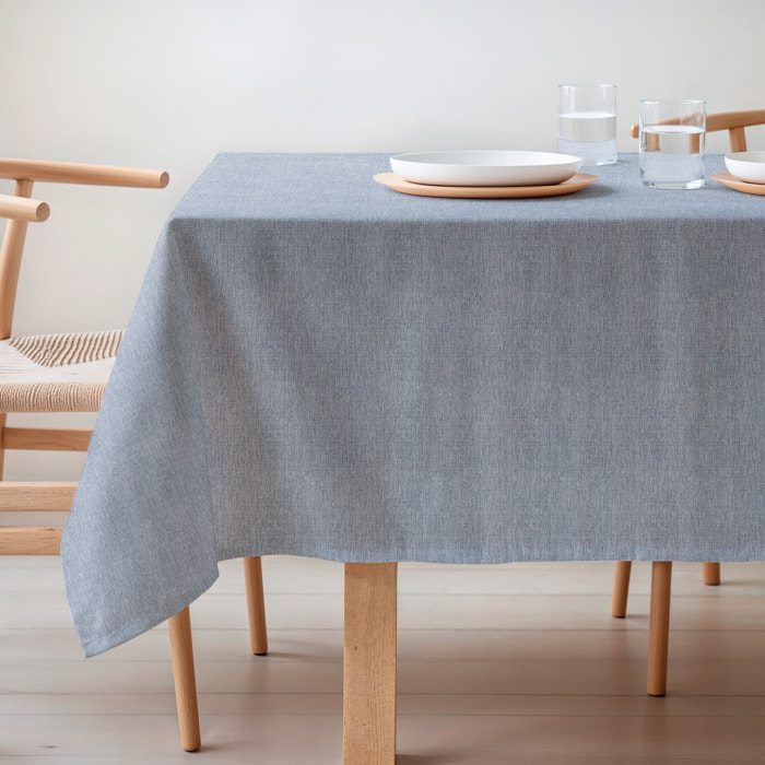 Nappe jacquard unie antitache Indra Blue