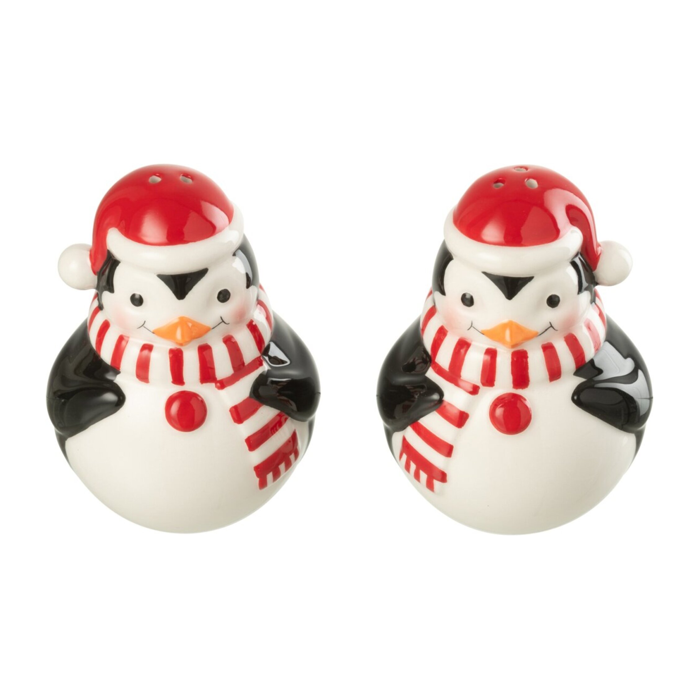 J-Line salière + poivrière Pingouin  - céramique - rouge/blanc - 2 pcs