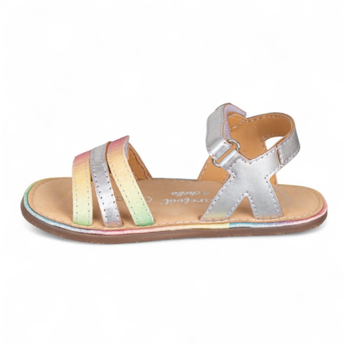 SANDALIA BAREFOOT PIEL CHETTO TIRAS METALIZADAS PLATA