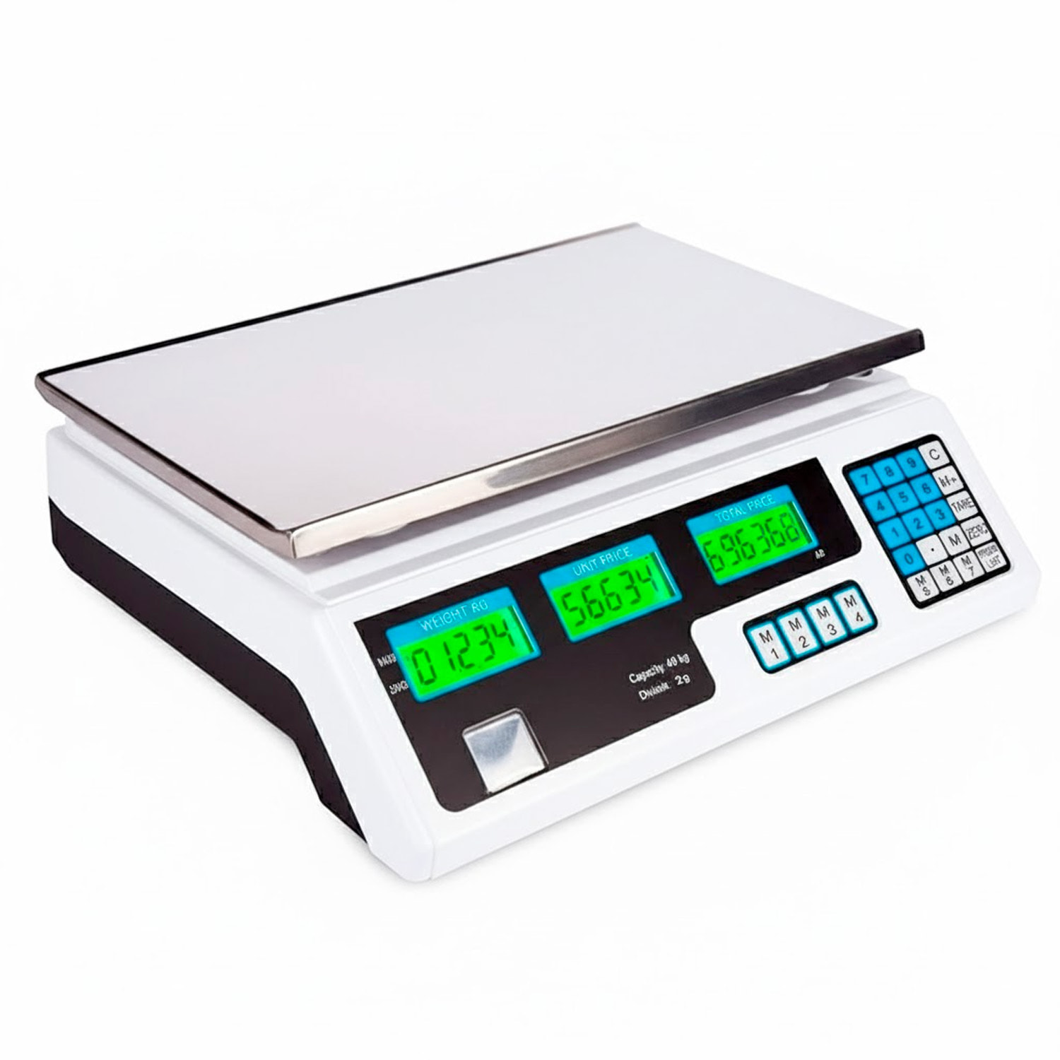 Bilancia Elettronica Digitale Professionale Fino A 40 kg Con Piatto in Acciaio Inox Precisione 2 g Triplo Display Elettrica e Batteria 34x33x11.3 cm