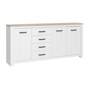 Buffet salle à manger blanc mat et décor bois L206cm - ENORA