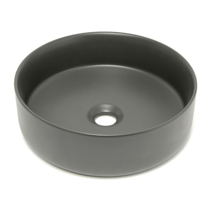 Mood vasque à poser ronde 36x36 cm sans trou de robinetterie ni trop-plein, gris foncé (SATM3636DGRM)