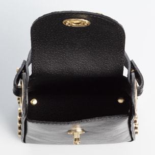 Alviano borsa a mano donna. Pelle scamosciata autentica con finitura lucida.