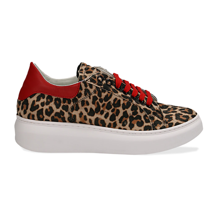 Sneakers leopard in microfibra