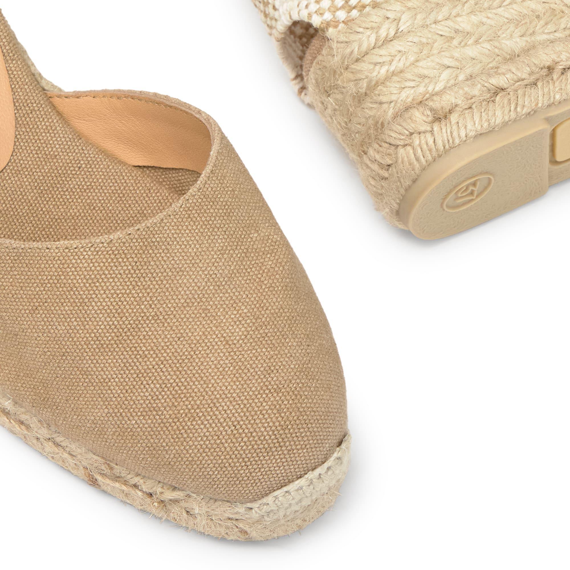 Alpargatas de cuña de mujer Carina en algodón acabado lavado, cierre mediante lazada