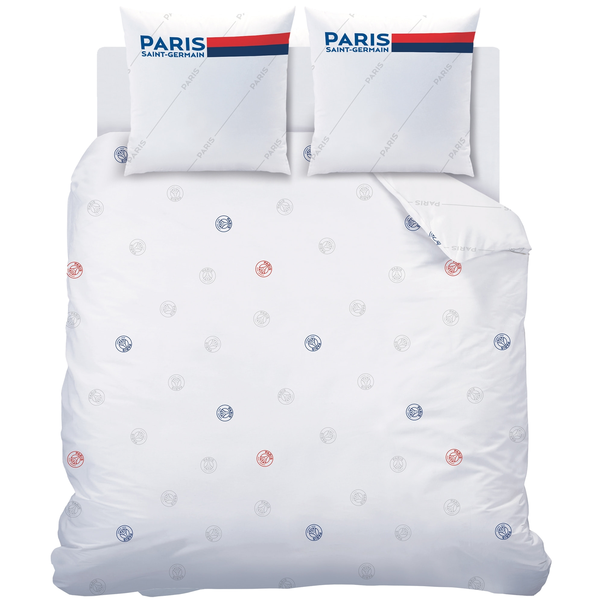 Parure de lit imprimée 100% coton, PSG RETRO WHITE