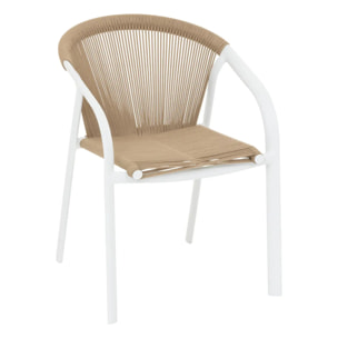 Fauteuil de jardin empilable "Riu" miel & blanc en aluminium traité en epoxy