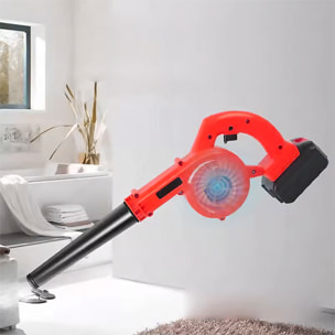 Mini soffiatore di foglie elettrico 2 in 1 con batteria. Modalità aspirazione.