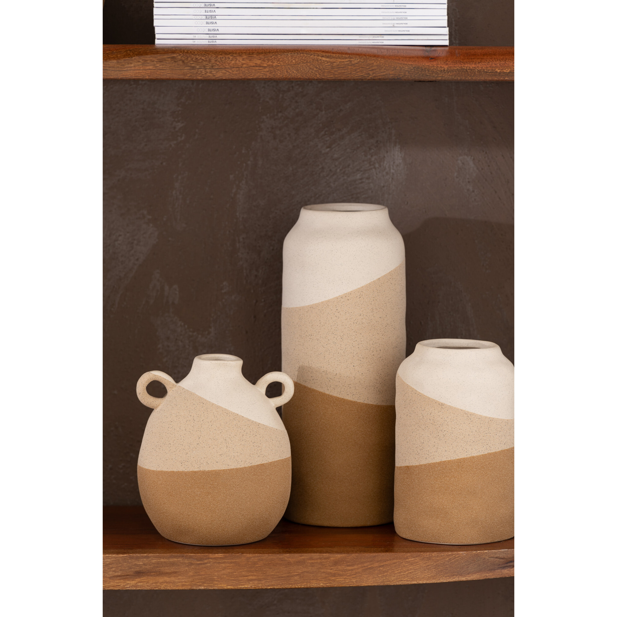 J-Line vase Cylindre - céramique - beige/marron clair - small - 20 cm de hauteur
