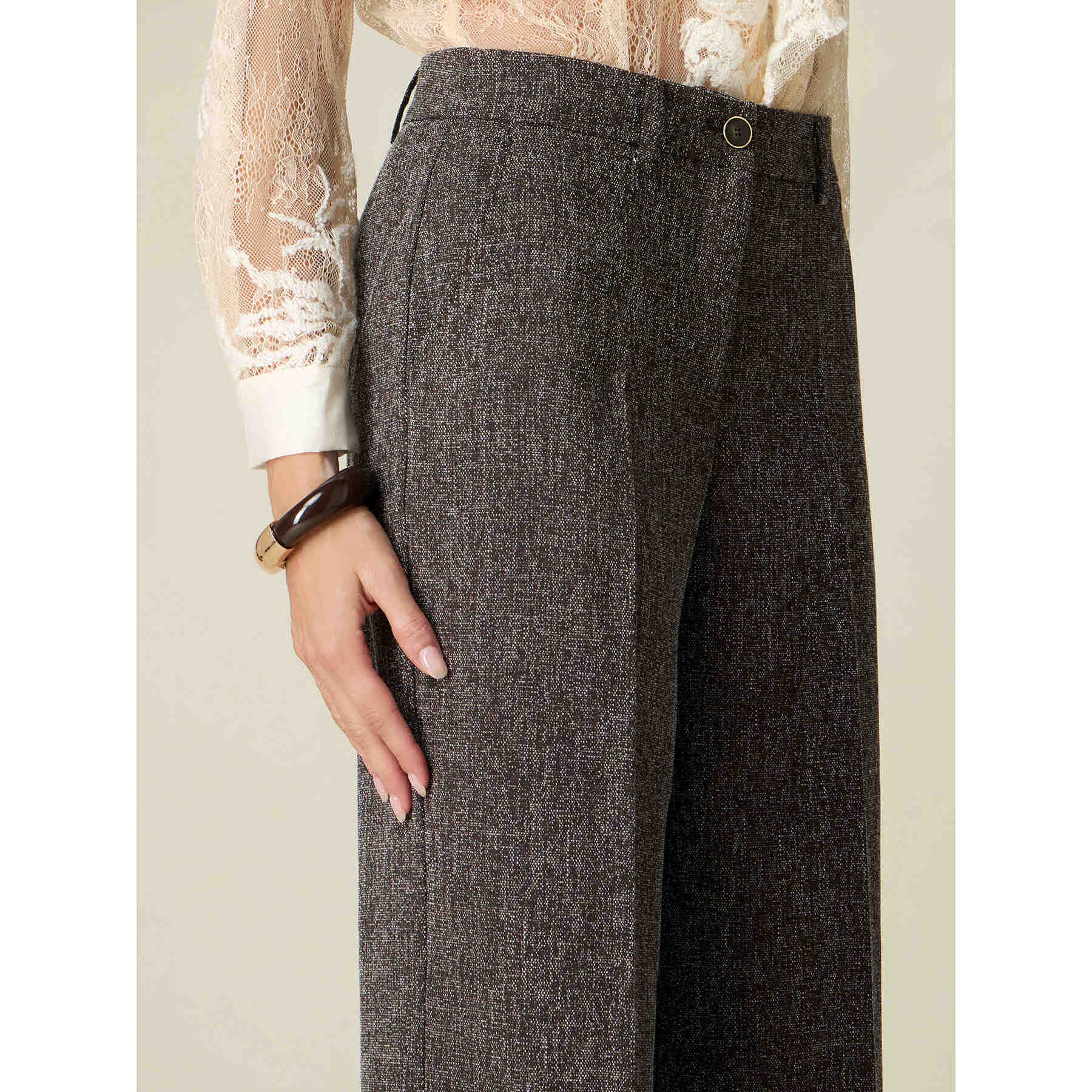 Oltre - Pantaloni palazzo in tessuto misto viscosa - Multicolor