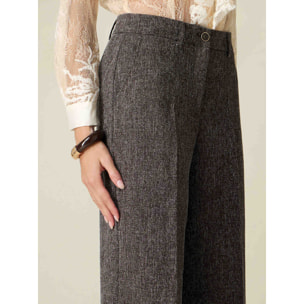 Oltre - Pantaloni palazzo in tessuto misto viscosa - Multicolor