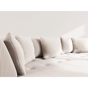 Onyx - canapé droit 4 places avec double méridienne - assise profonde - en velours côtelé - Beige