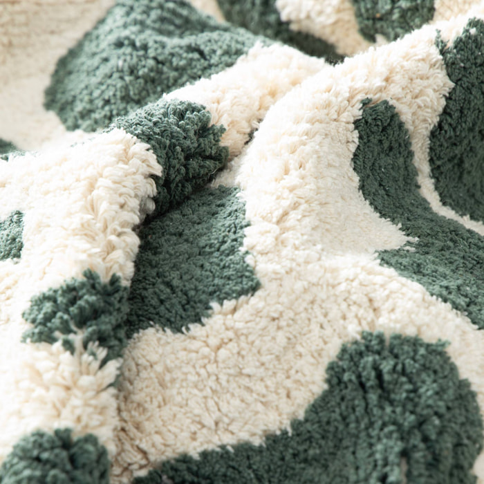 Tapis intérieur coton motif tacheté vert foncé avec franges Glen 120x170cm