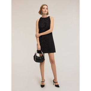 Motivi - Vestido tubo en punto milano con aplicaciones - Negro